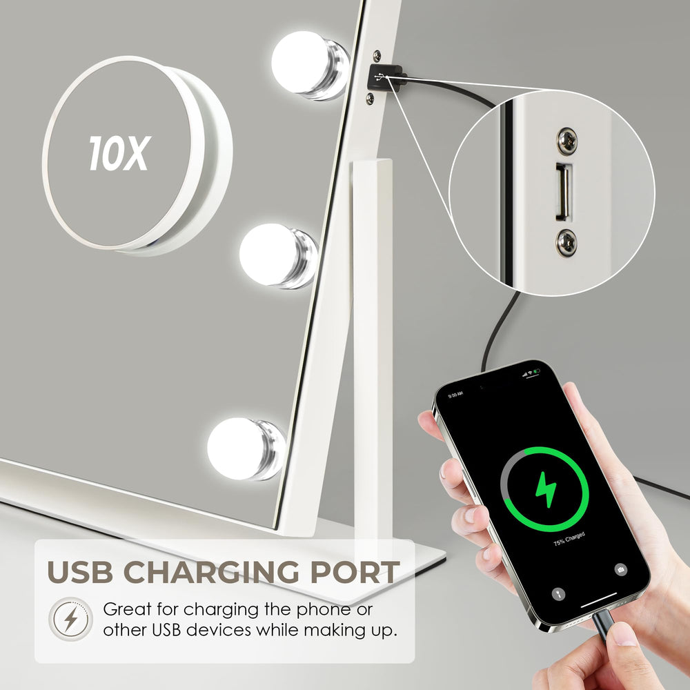 LuxeVue 10X magnifying mirror aids close-up tasks with precision.