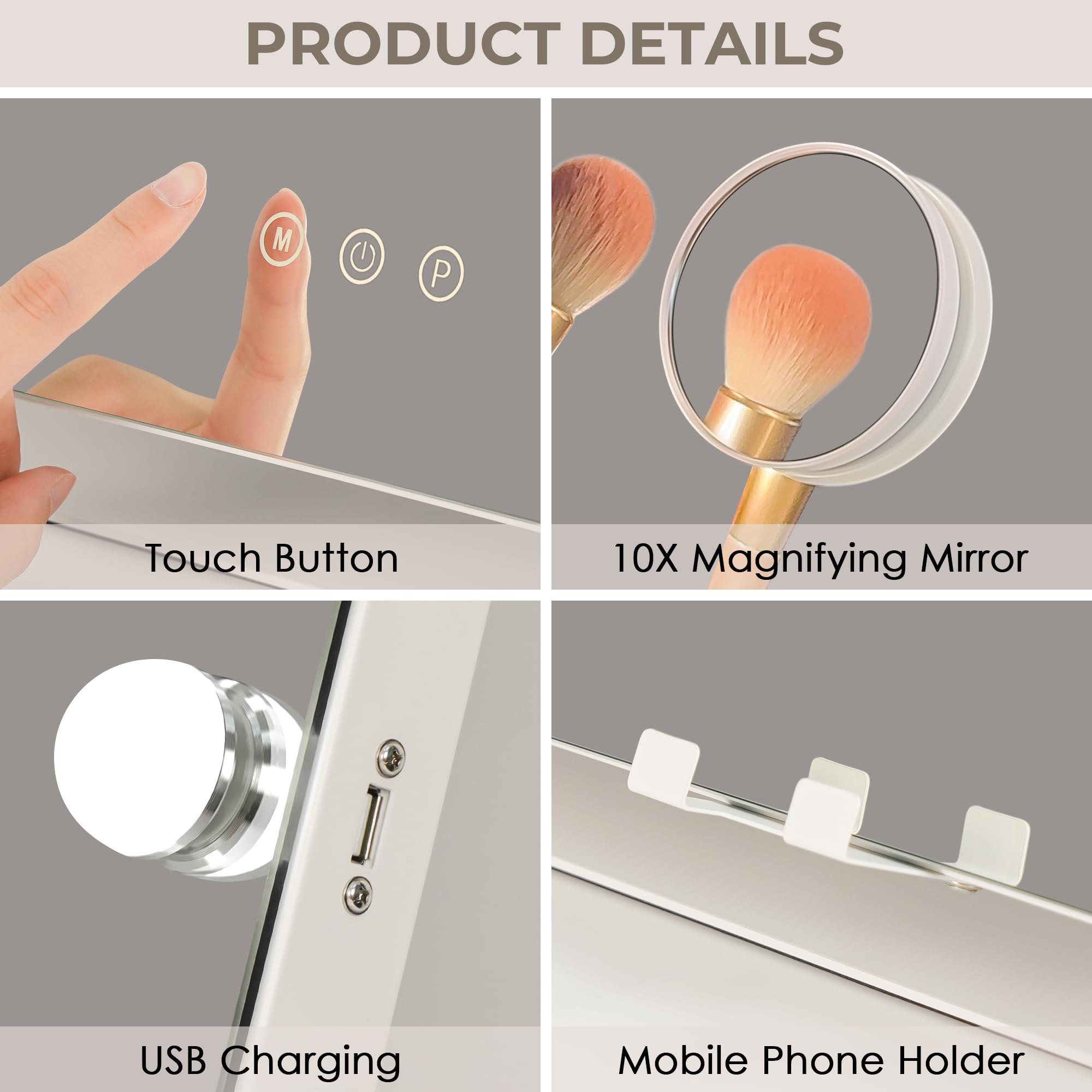 LuxeVue three lighting modes for true-to-life shade matching during different looks.