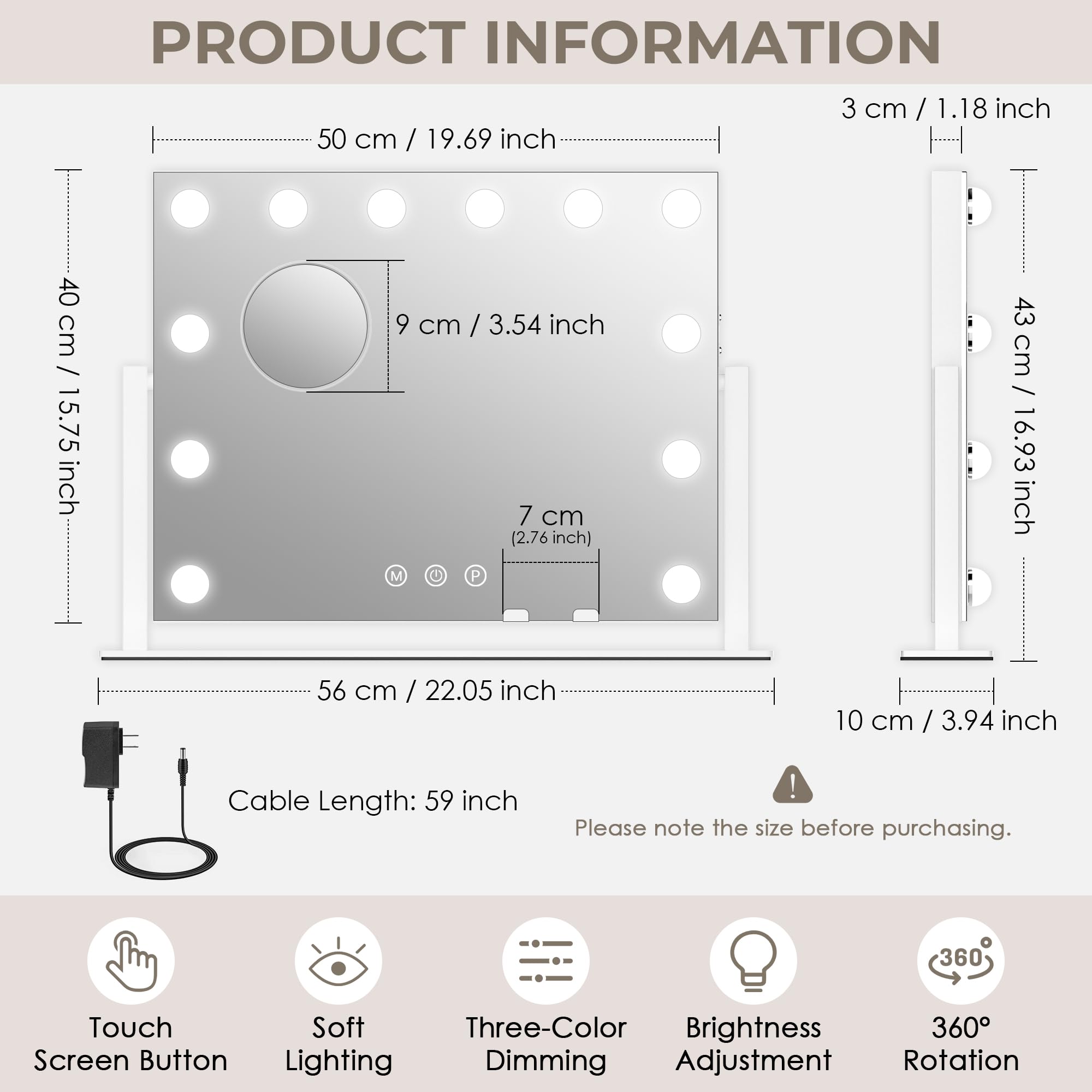 LuxeVue vanity mirror offers 360-degree rotation for flexible angles during tutorials.