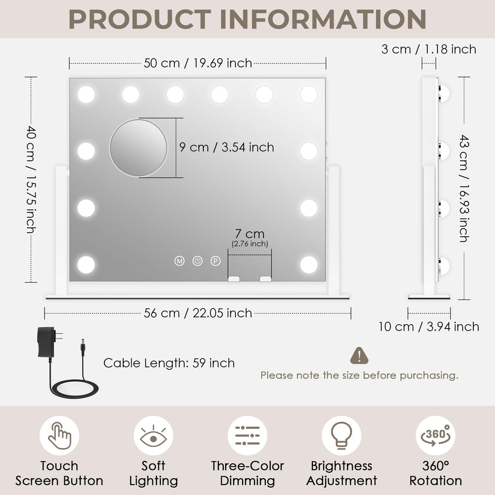 LuxeVue vanity mirror offers 360-degree rotation for flexible angles during tutorials.