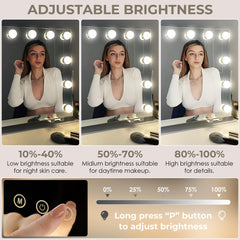 LuxeVue built-in USB port and phone holder keep devices handy while getting ready.