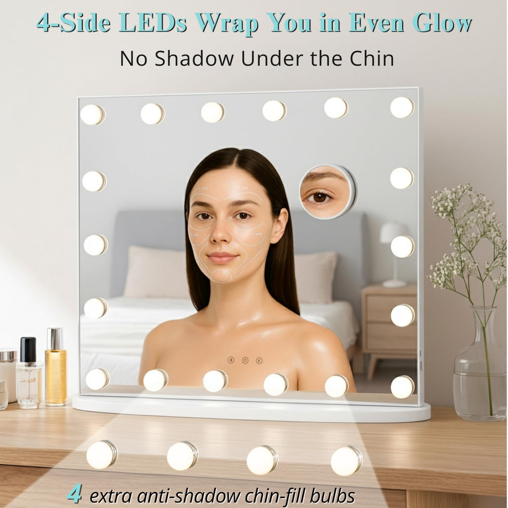 LUXFURNI vanity mirror dimmed warm light setting for evening routines