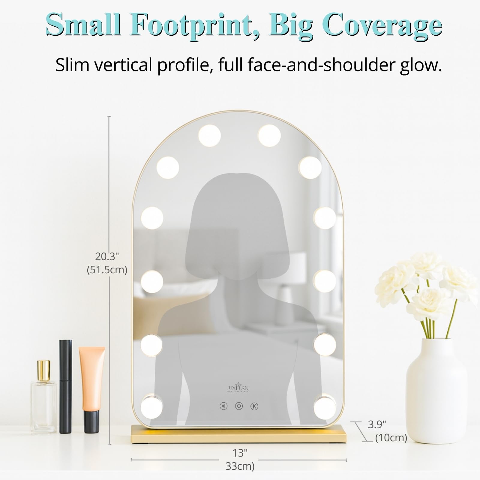 LUXFURNI vanity mirror LED lights deliver tri-color temperature for day-to-night looks.