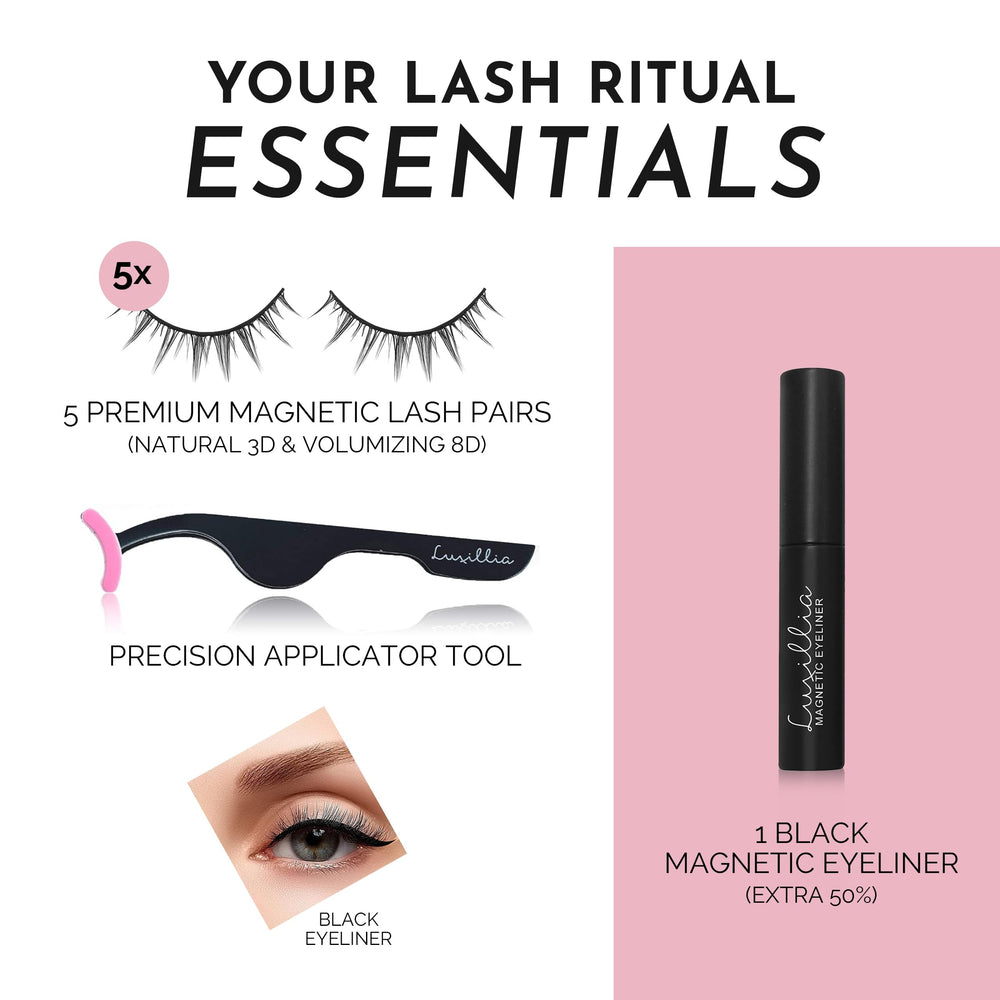 Luxillia Magnetic Eyelashes Kit waterproof magnetic eyeliner provides smudge-resistant lift.