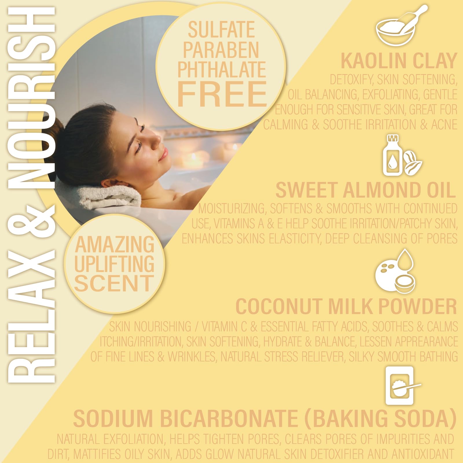 Luxiny sweet almond oil bottle enhances silky-soft skin after bath