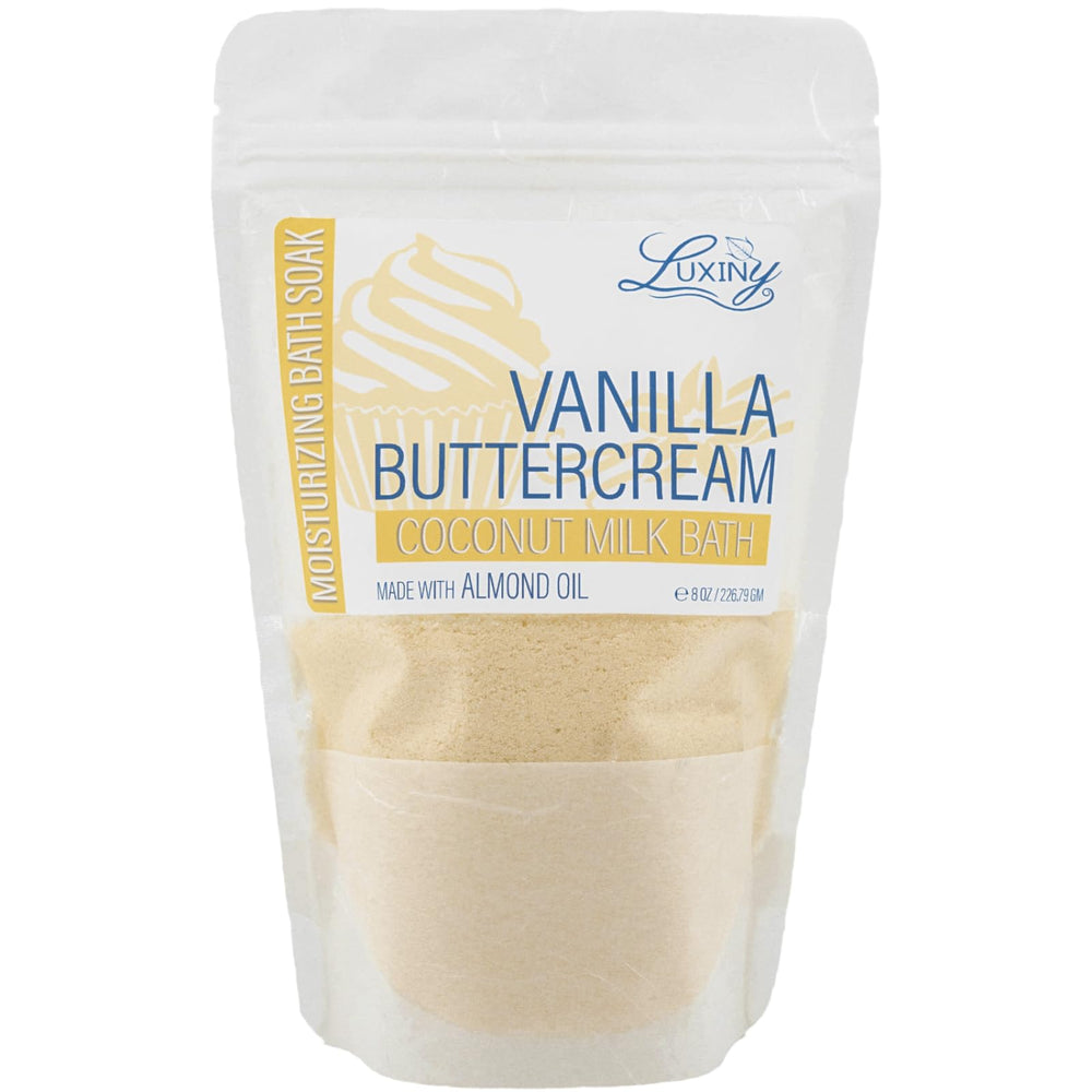 Luxiny Vanilla Buttercream milk bath powder bag for a spa-like soak