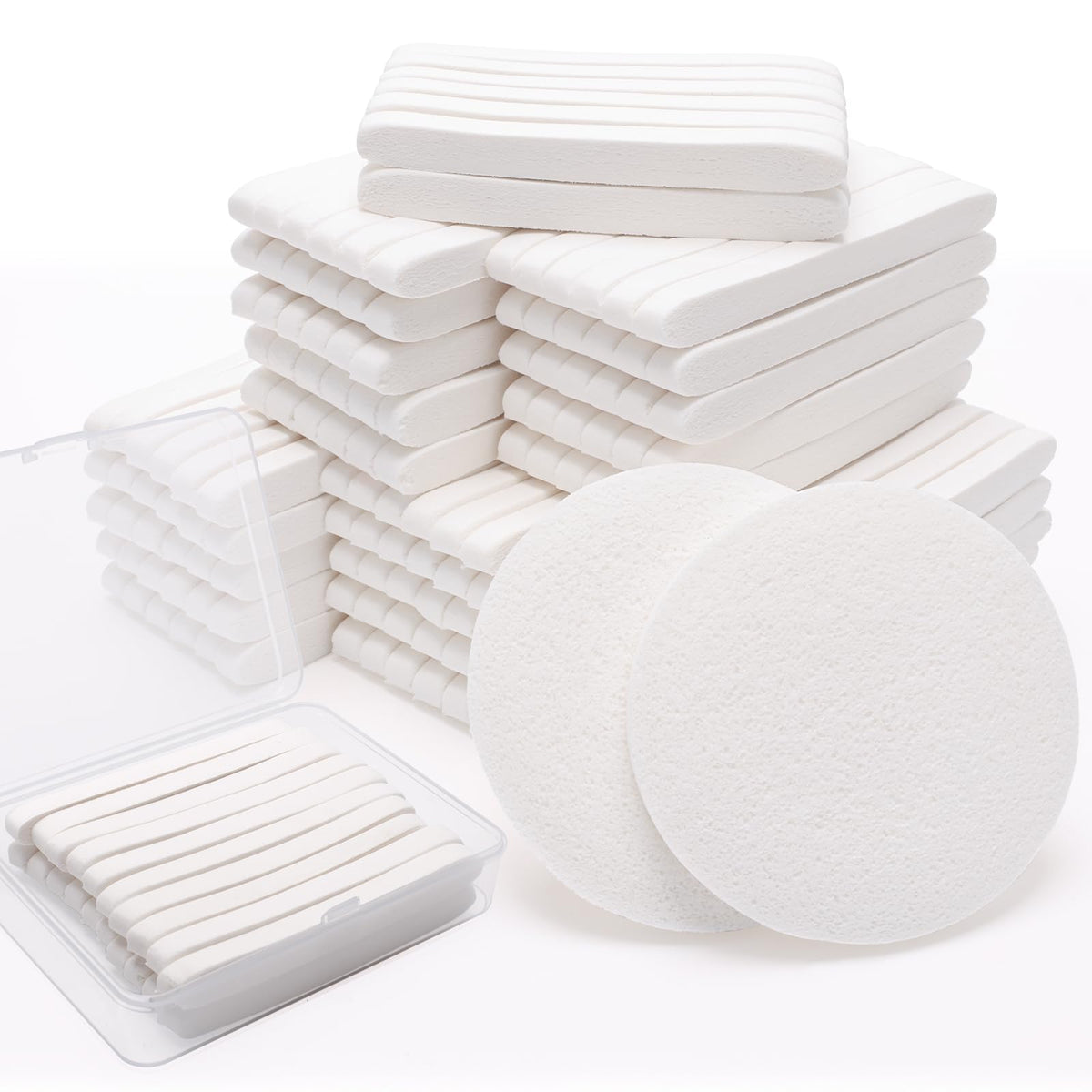 Luxiv compressed white facial sponge pack ready for professional cleansing routines