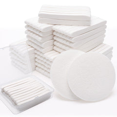 Luxiv compressed white facial sponge pack ready for professional cleansing routines