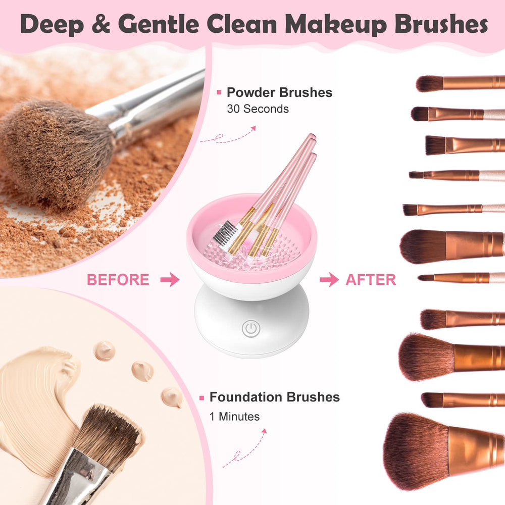 Luxiv electric makeup brush cleaner compact dimensions emphasize portability for on-the-go use.