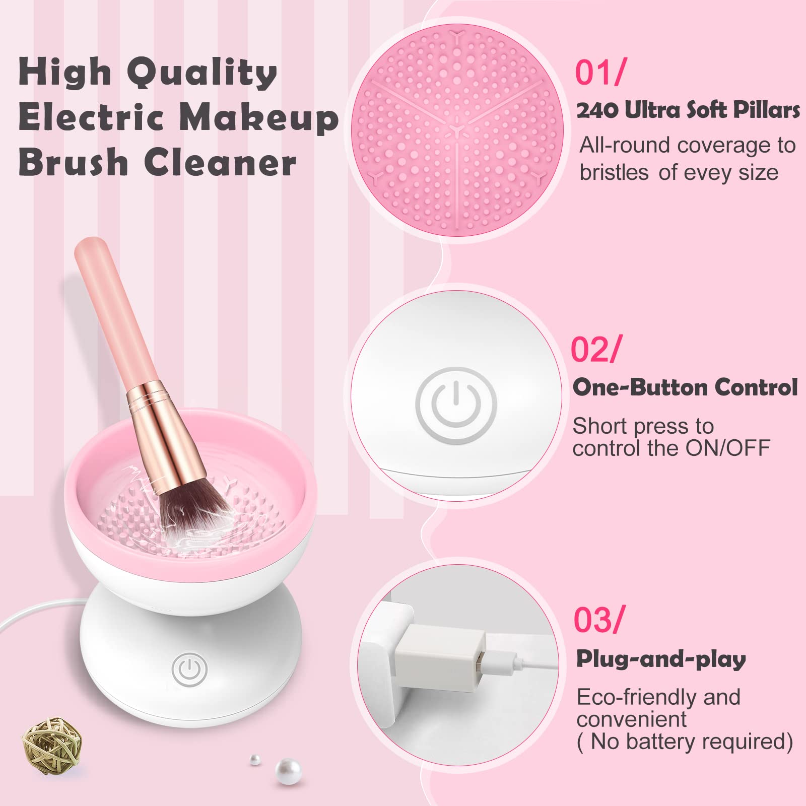 Luxiv electric makeup brush cleaner open bowl highlighting batch cleaning for multiple brushes at once.