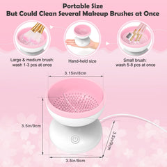 Luxiv electric makeup brush cleaner silicone heads illustrate deep, gentle bristle care during rotation.