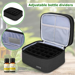 LUXJA essential oil case accommodates roller bottles up to 3.5 inches tall.