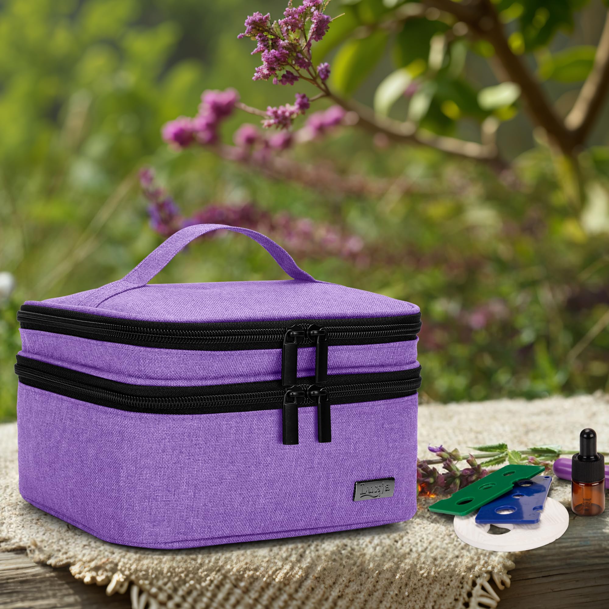 LUXJA essential oil case compact dimensions suit luggage and daily carry.