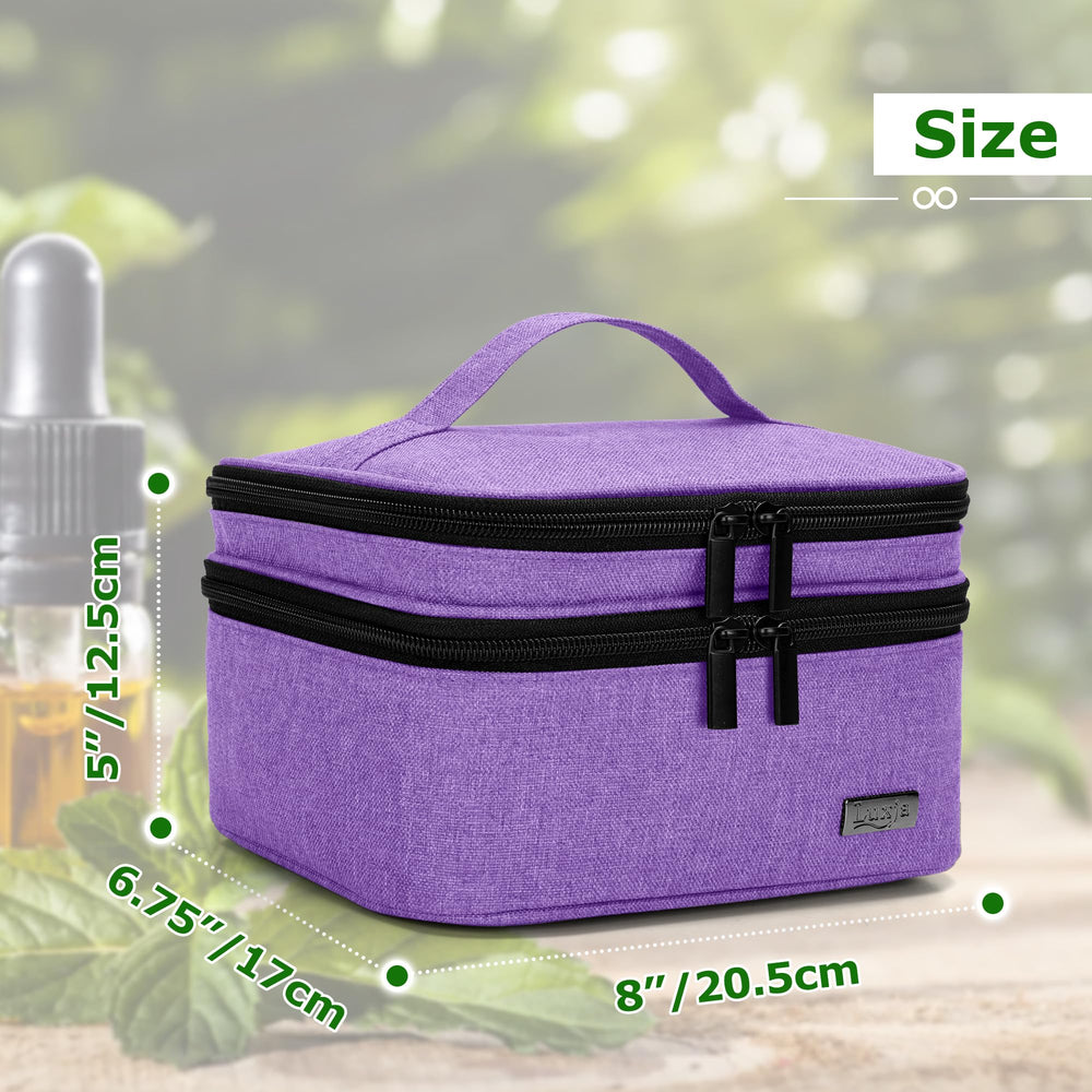LUXJA Essential Oil Carrying Case top handle enables balanced upright carrying.