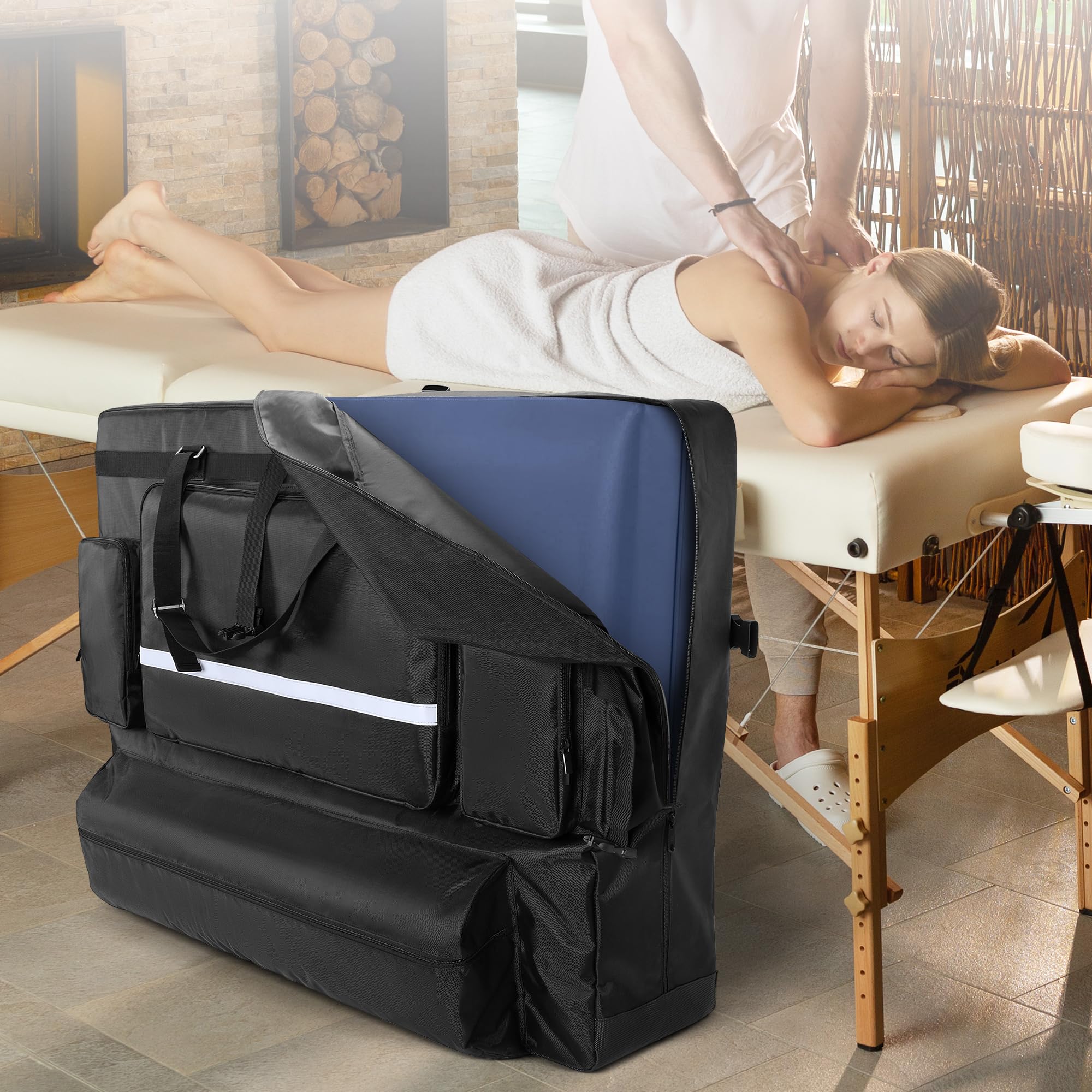 LUXJA massage table bag black fabric finish for studio compatibility.