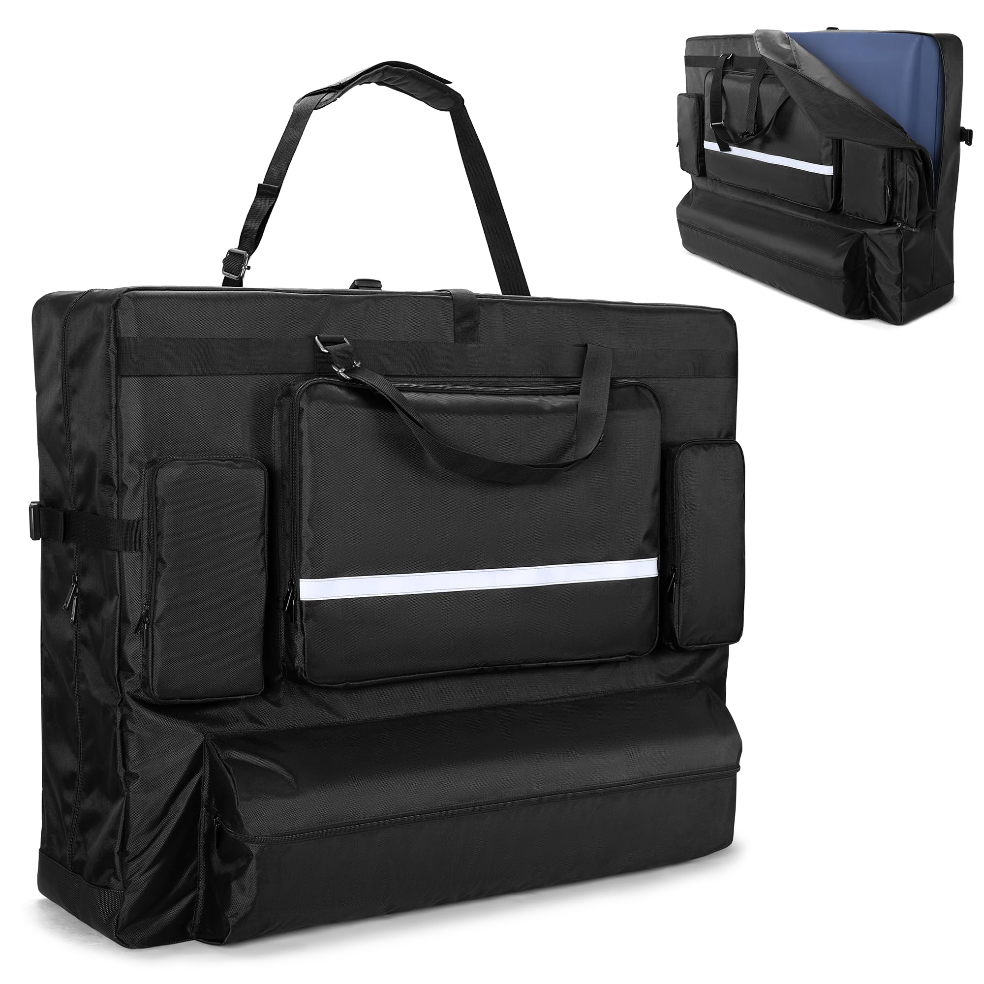 LUXJA massage table bag front view with secure zipper and carry handle for easy transport.