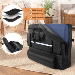 LUXJA massage table bag main compartment shows fit for 24-30 inch tables.