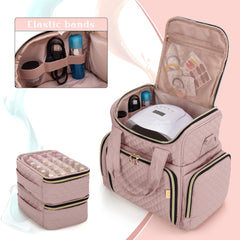 LUXJA Nail Polish Organizer open compartments reveal two removable bottle cases.