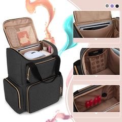 Luxja Nail Polish Organizer side pockets secure brushes and dotting tools on the go.