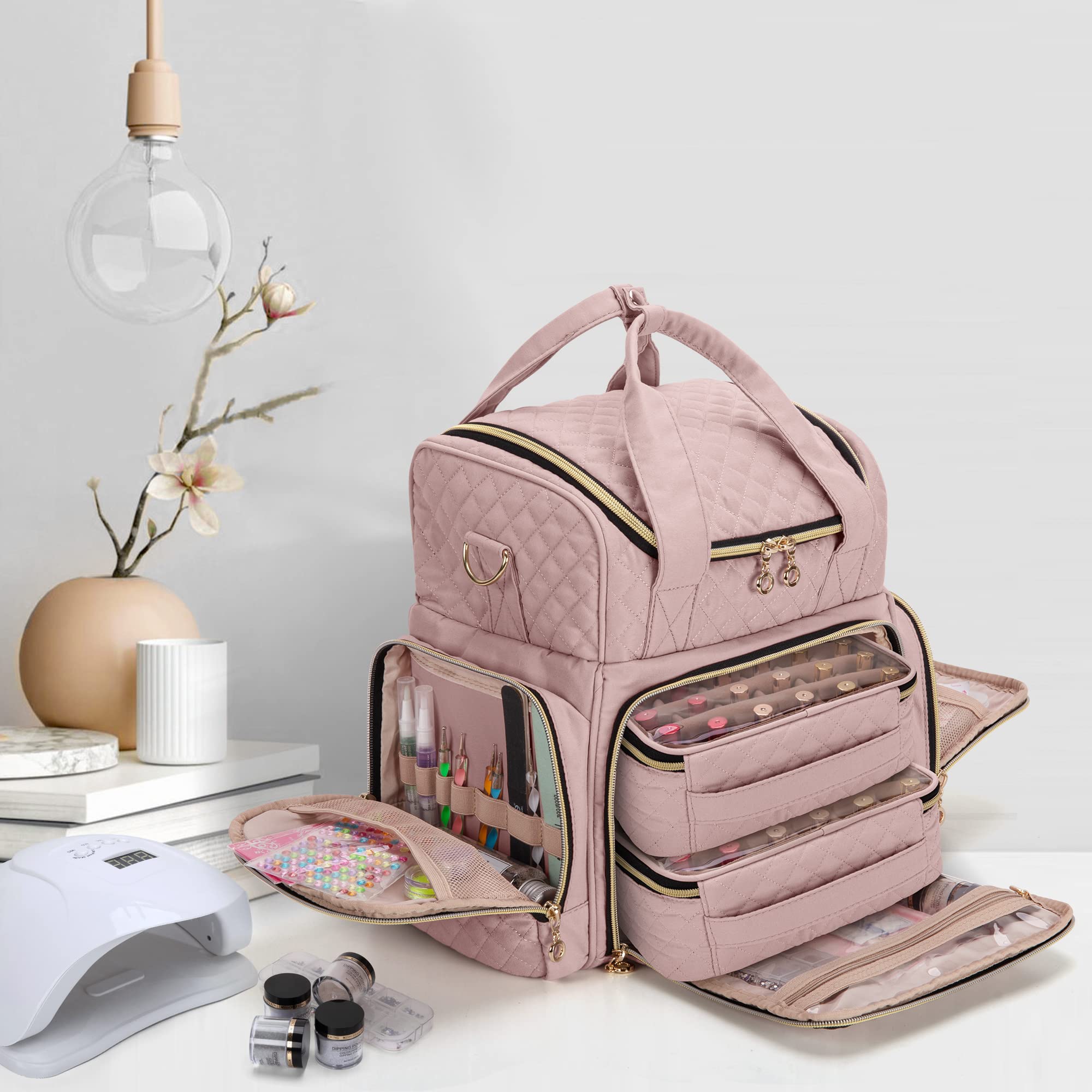 LUXJA Nail Polish Organizer suitcase strap enables easy travel with luggage.