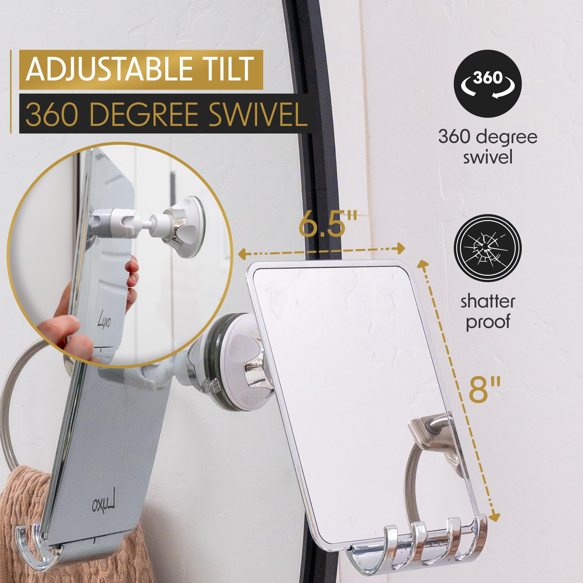 Luxo adjustable tilt allows perfect shaving angle