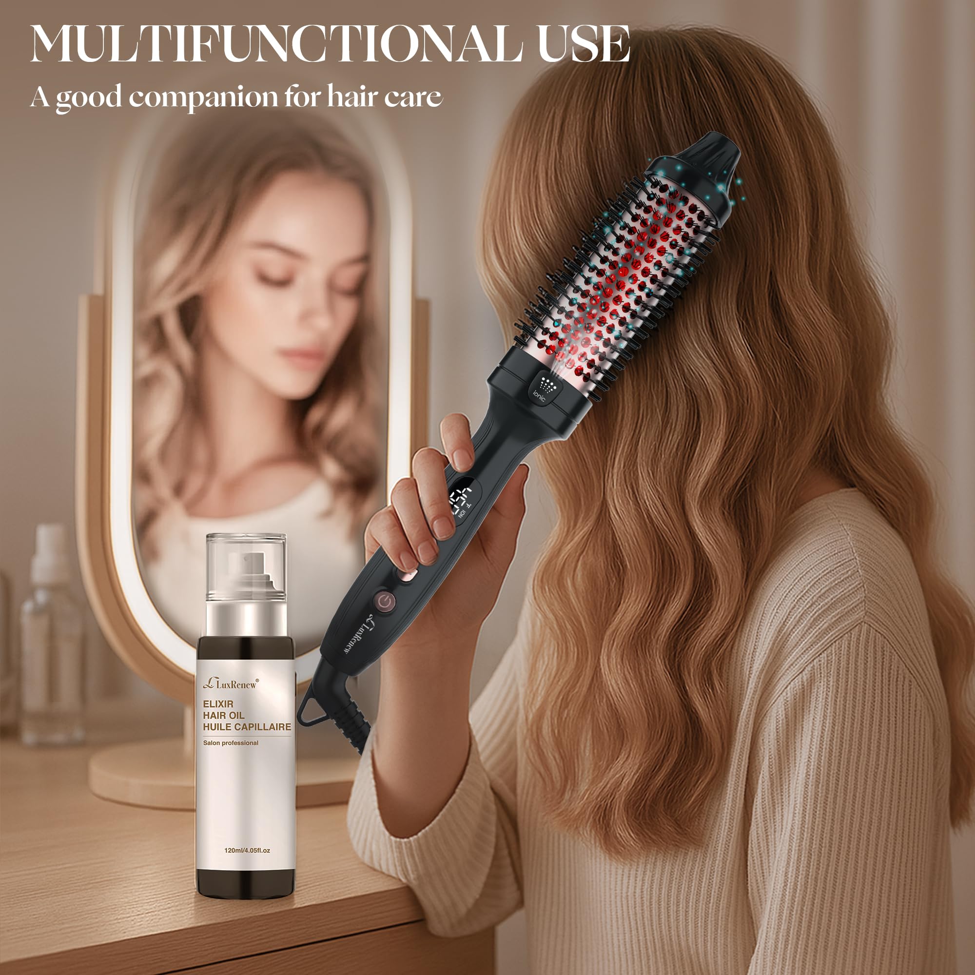 LuxRenew Plus Infrared Bounce Brush in black provides a stylish home salon look.
