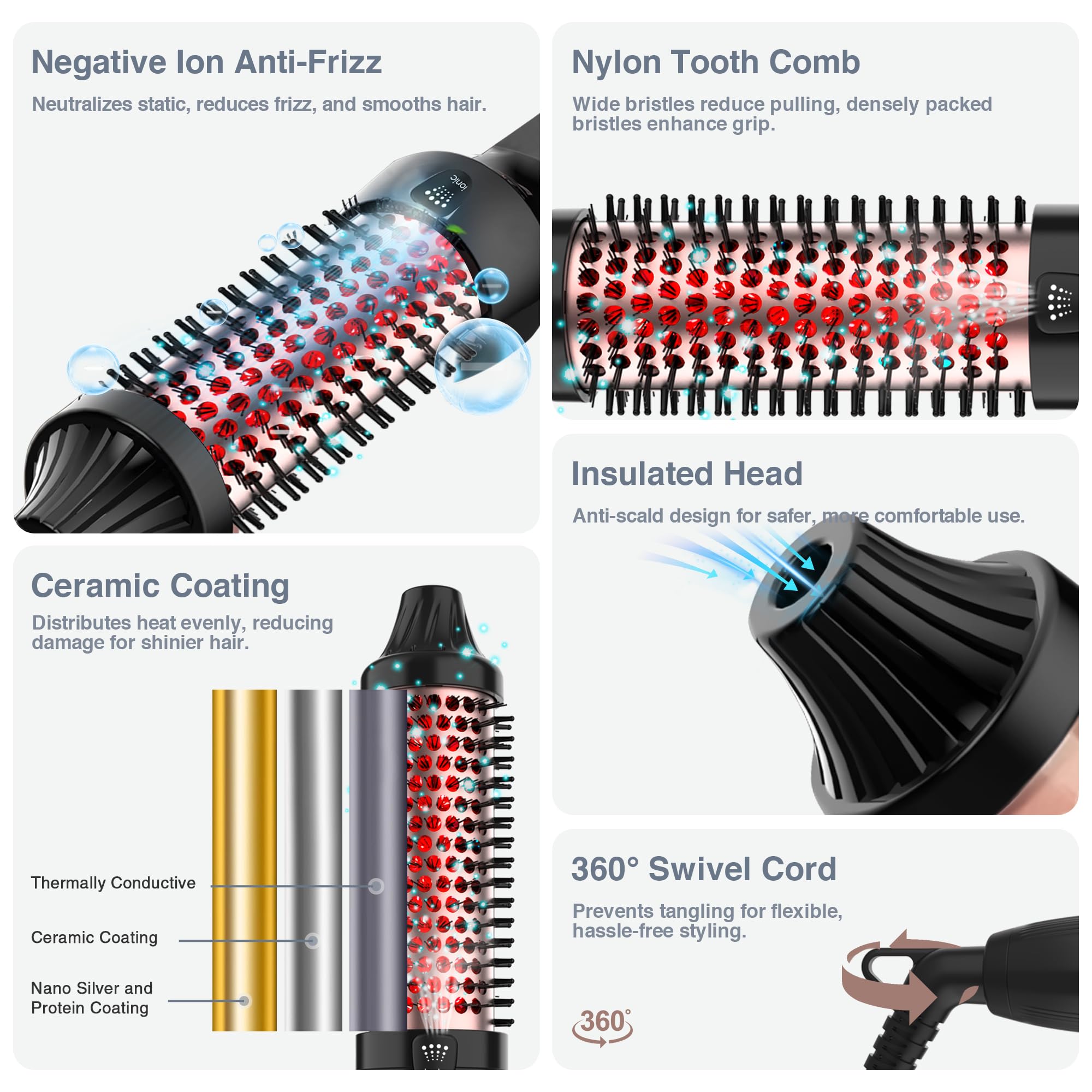 LuxRenew Plus brush used with hair care oil to boost shine and moisture.