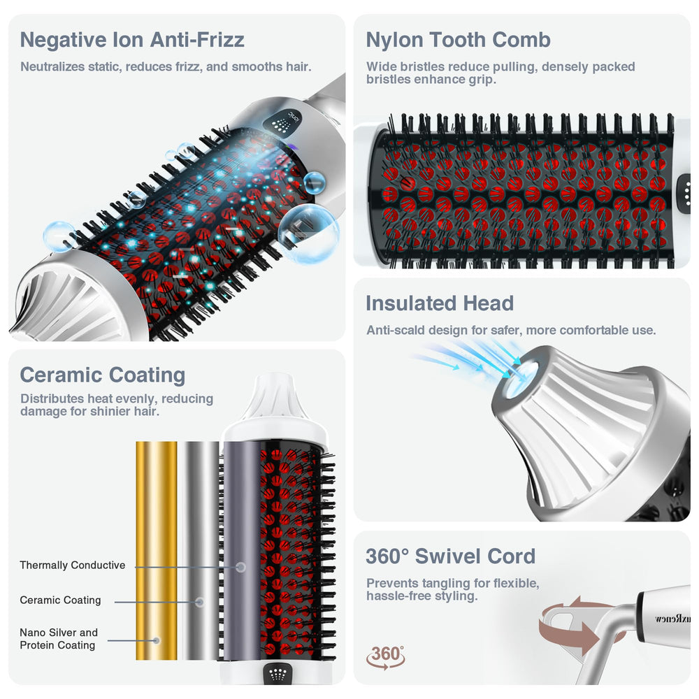 LuxRenew Plus Infrared Bounce Brush negative ion technology reduces static.