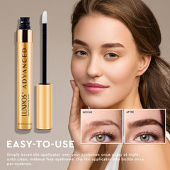 LUXROS brow-growth serum tube provides precise dosing for consistent nightly application.
