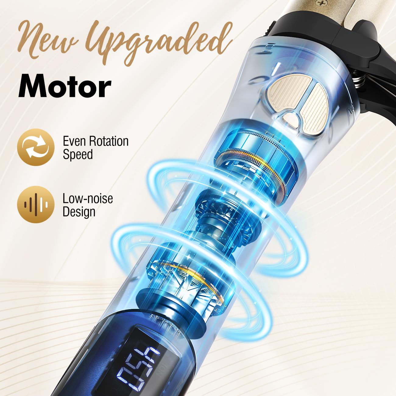 Luxspire rotating curling iron showcasing automatic rotation for effortless curling and reduced wrist strain