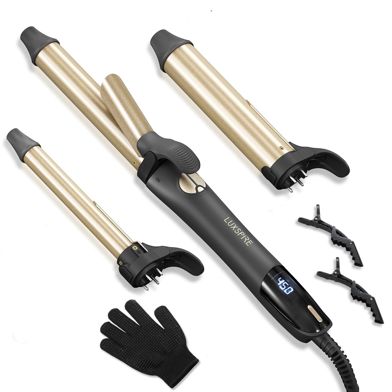 Luxspire rotating curling iron 0.75-inch barrel for versatile tight curls and beachy waves