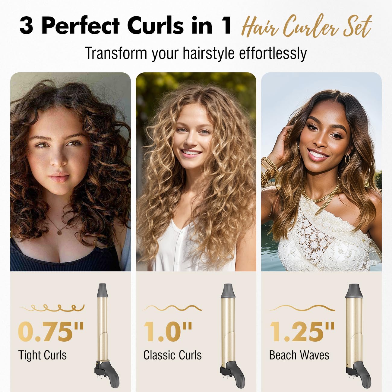 Luxspire rotating curling iron 1.25-inch barrel for voluminous soft waves