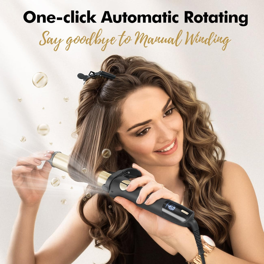 Luxspire rotating curling iron 1-inch barrel for classic curls and smooth hold