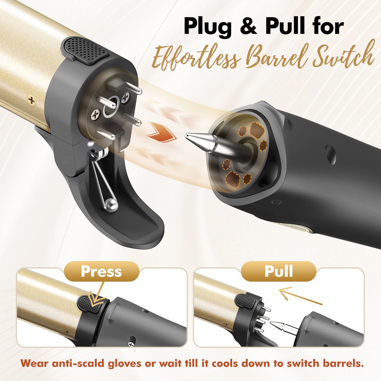 Luxspire curling iron set with gloves and storage bag for portable, safe styling