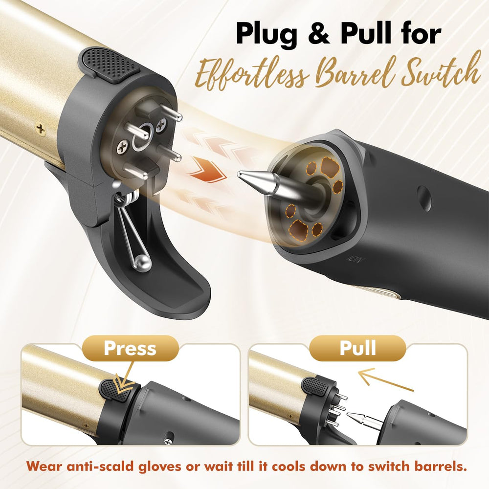 Luxspire curling iron set with gloves and storage bag for portable, safe styling