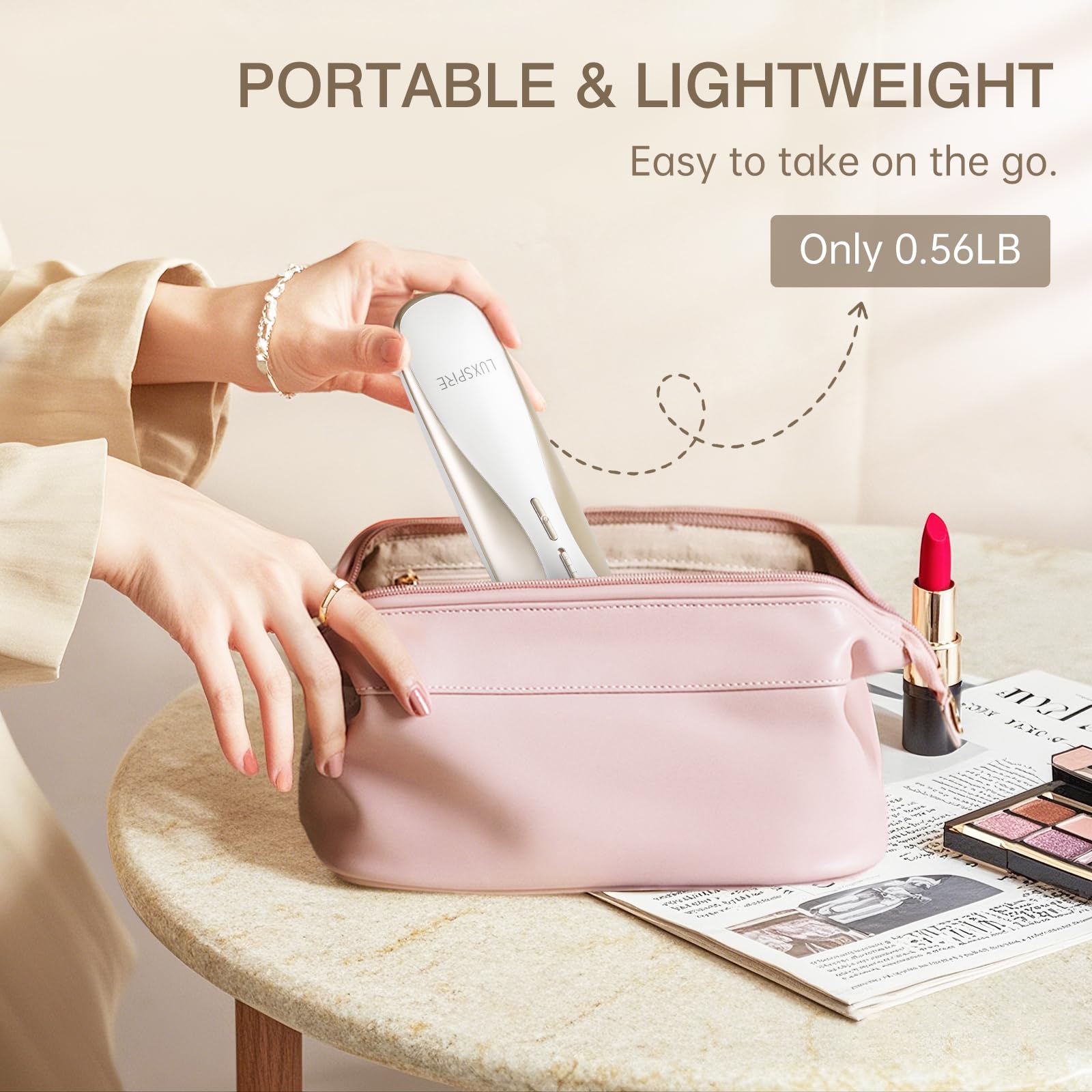 Luxspire velvet bag storage keeps the straightener protected in travel.