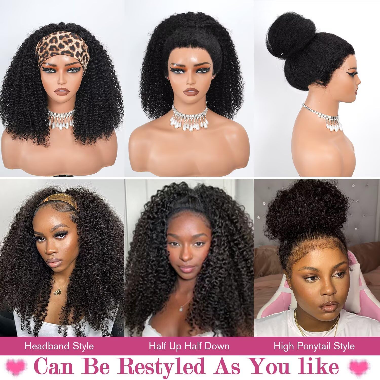 Luxyrose kinky curly half wig cap construction secures fit