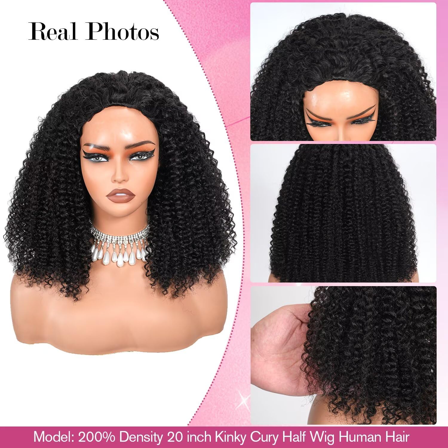 Luxyrose kinky curly half wig invisible hairline for seamless blend