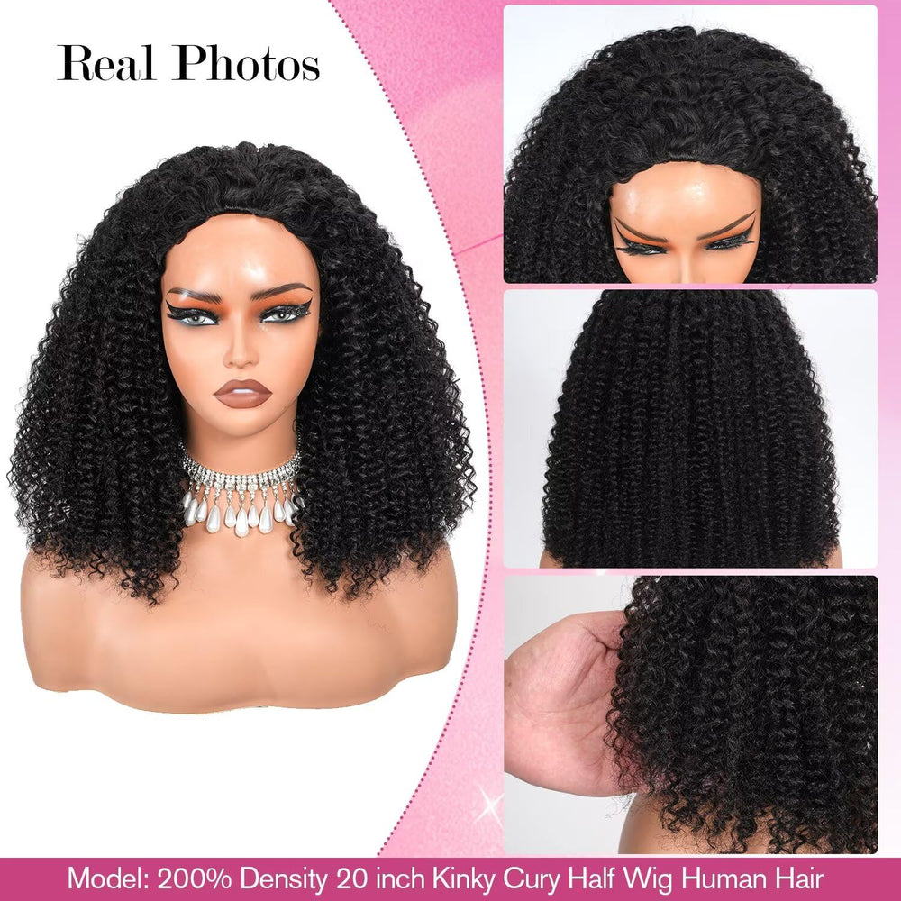 Luxyrose kinky curly half wig invisible hairline for seamless blend