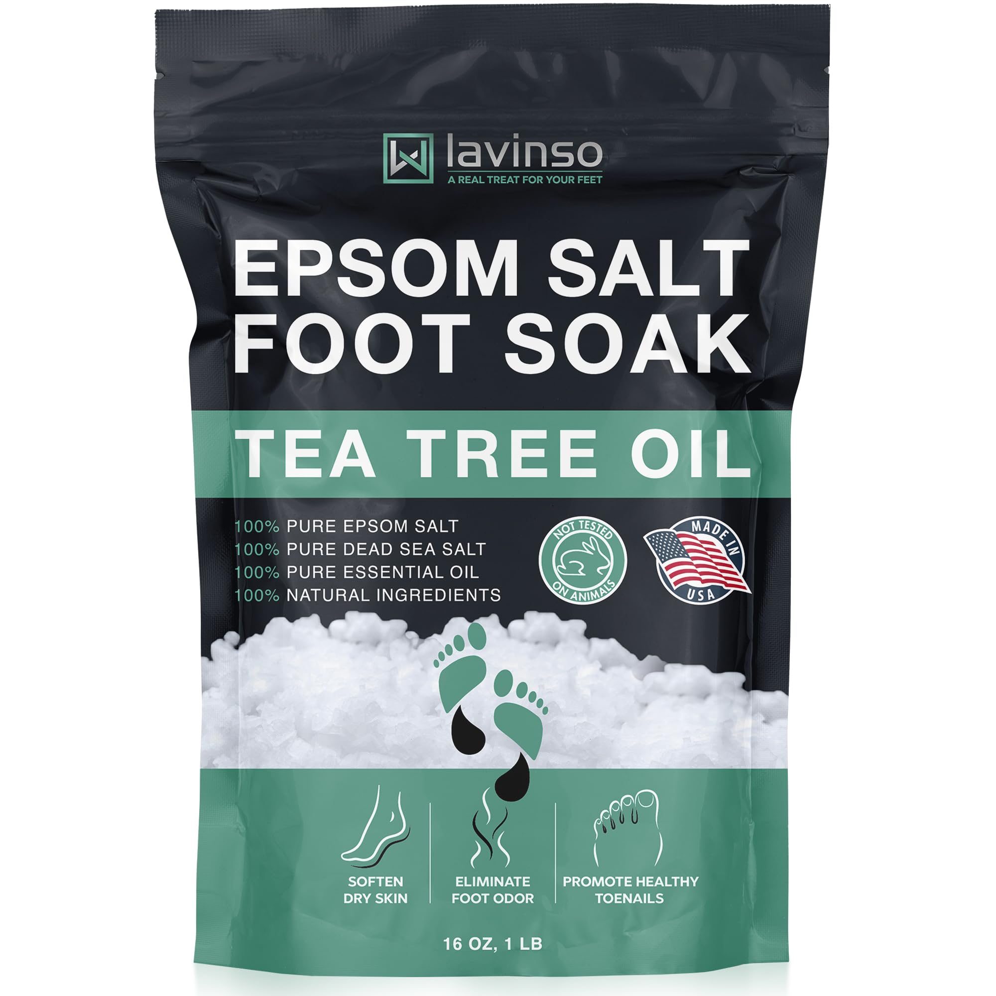 LV LavinsO Tea Tree Foot Soak bottle for soothing post-workout foot refreshment