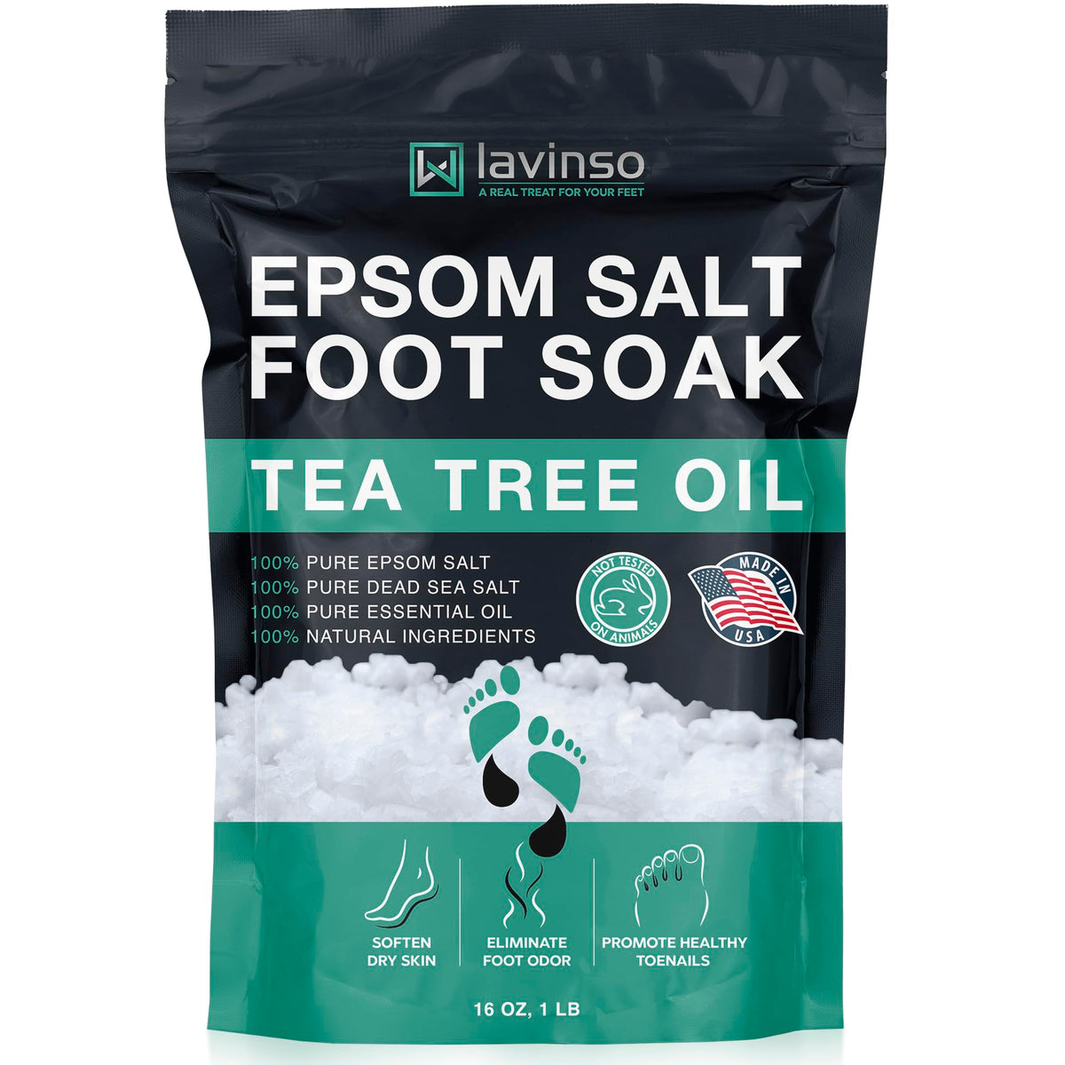 LV LavinsO Tea Tree Foot Soak bottle for soothing post-workout foot refreshment