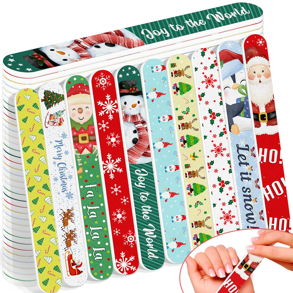 Lvdeer Christmas nail files bulk 52pcs in assorted styles for at-home manicures