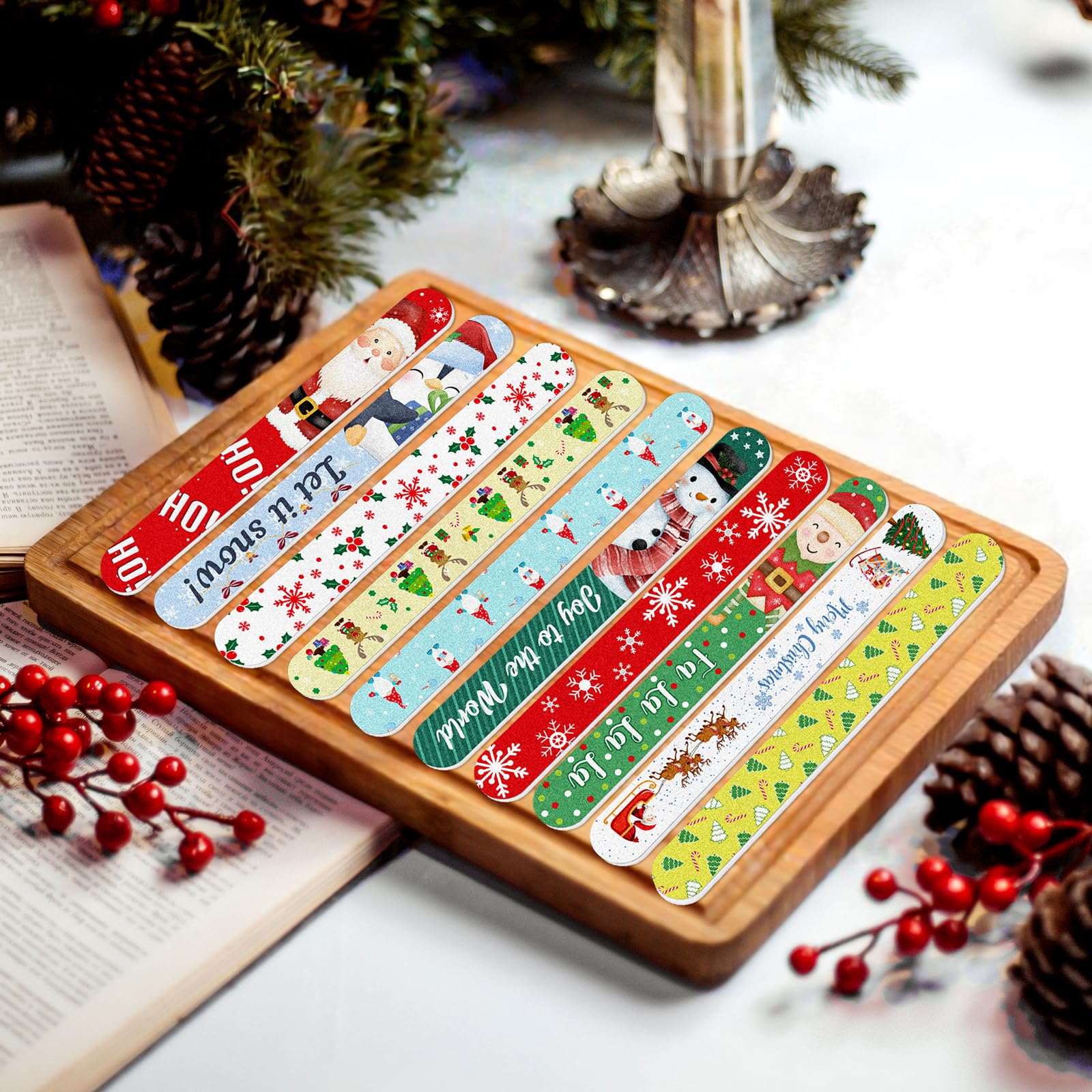 Lvdeer festive-pattern emery boards ideal for quick shaping during at-home manicures
