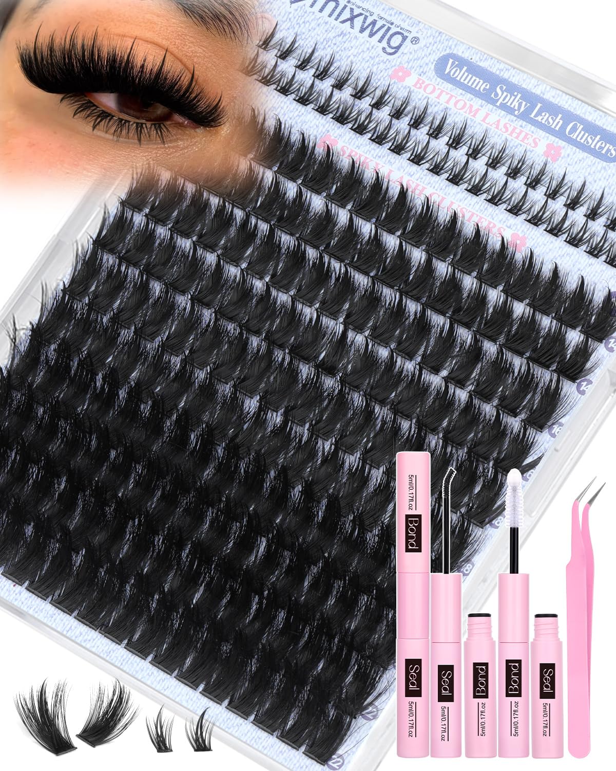 Lvmixwig wispy lash clusters kit shows dramatic at-home lash enhancement.