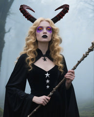 L'VOW Demon Horn Headband red captures vivid color for dramatic Maleficent looks.