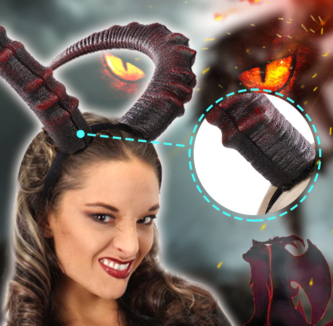 L'VOW Demon Horn Headband lightweight design for long events.