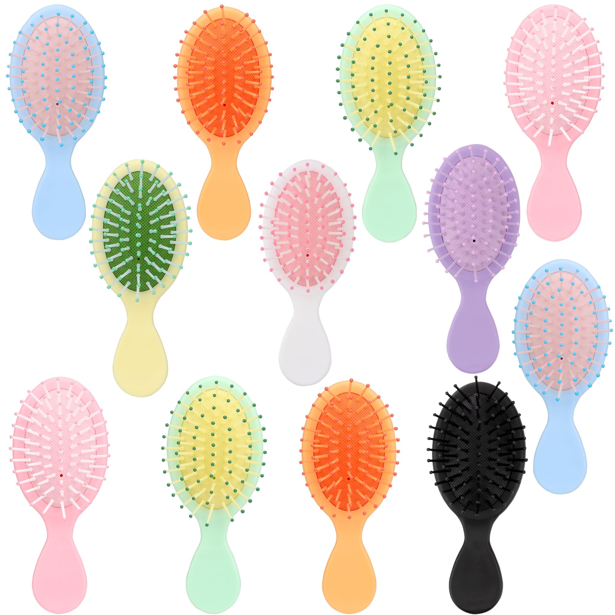 LVYOUIF 12-pack mini hair brush blue-pink for on-the-go detangling and styling