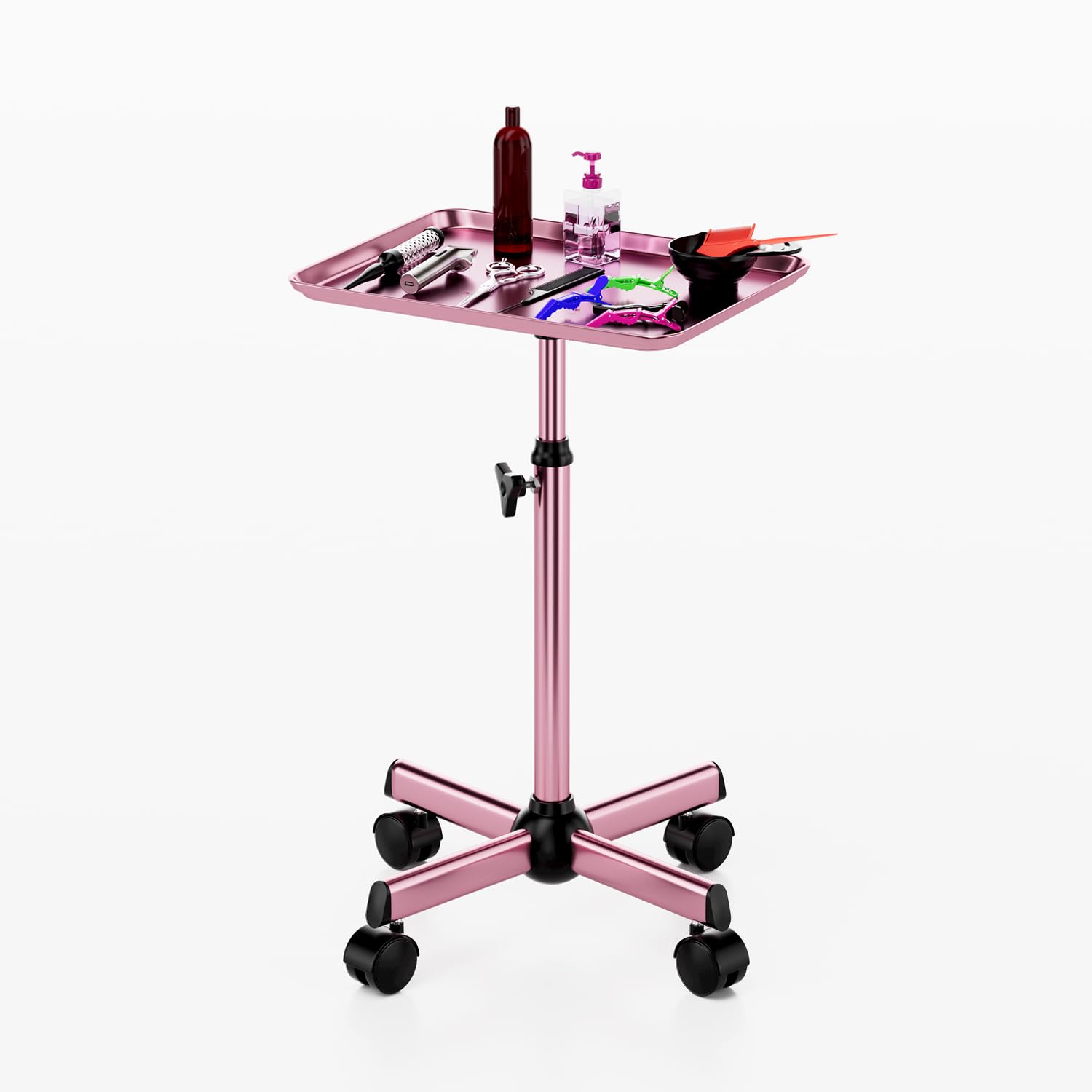LWADALN pink salon tray on wheels in action suggests organized, portable workstation.