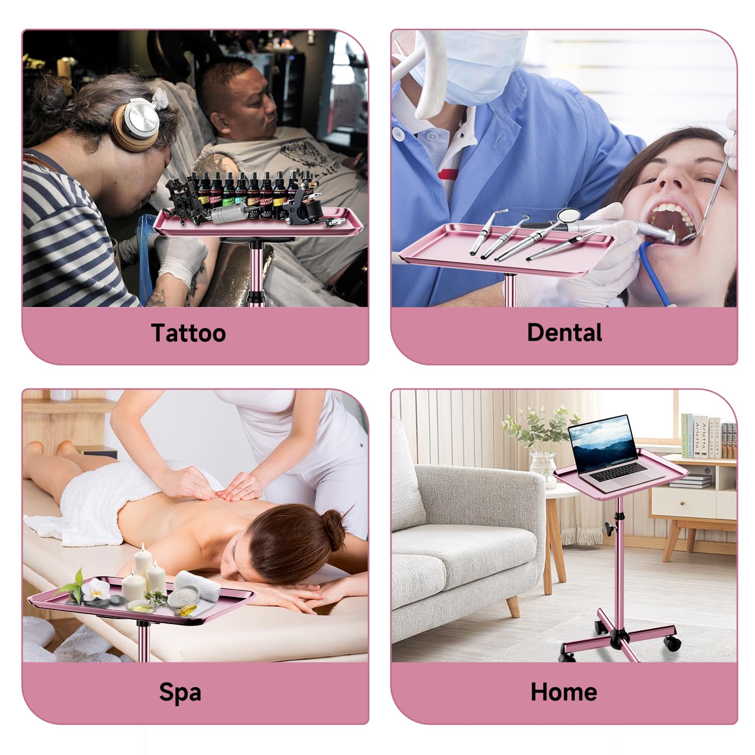 LWADALN spa tray on wheels highlights mobile convenience for treatment rooms.
