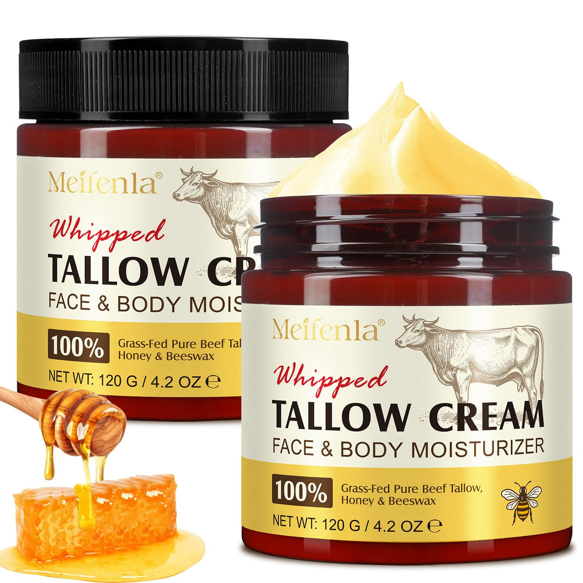 Lxitian beef tallow face moisturizer jar provides rich hydration for daily skin nourishment.
